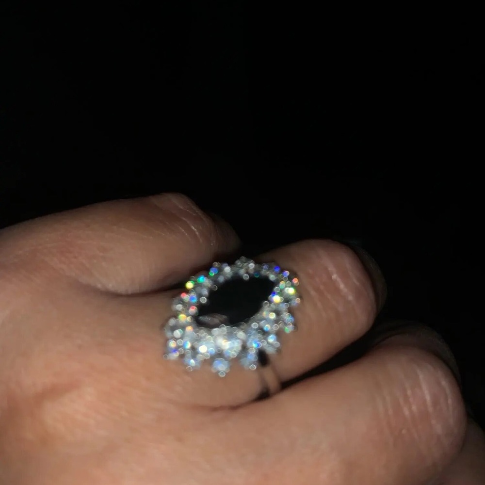 Black marquise lab made statement/engagement ring - Picture 9 of 12